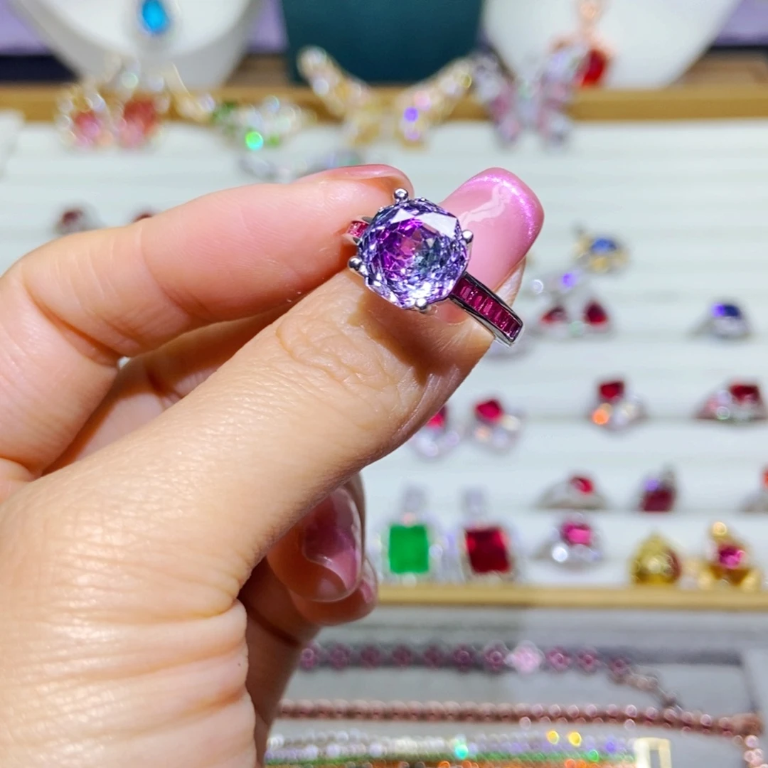 银S925镶嵌耳饰紫晶