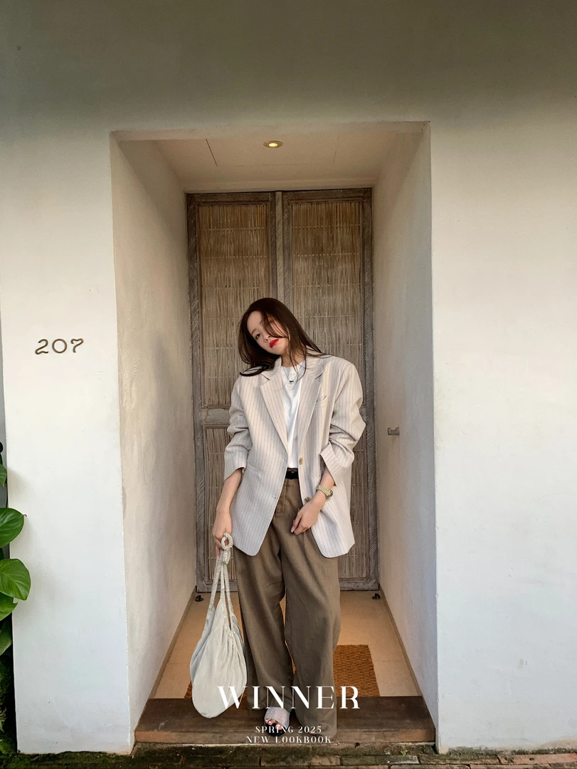 6659 韩版条纹西装外套 w