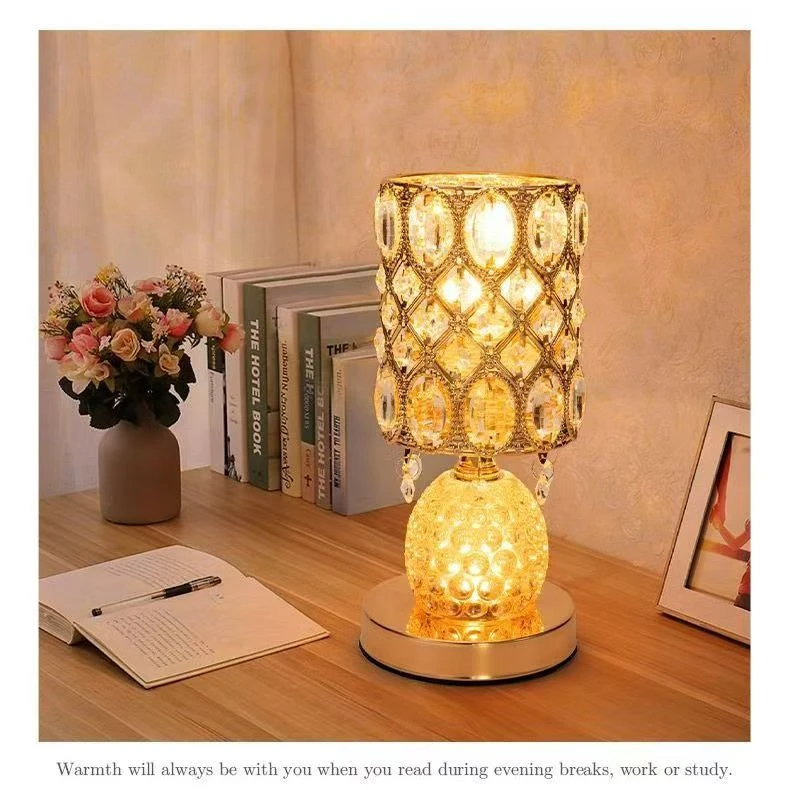 欧式轻奢水晶台灯创意温馨浪漫ins少女卧室氛围灯装饰床头灯