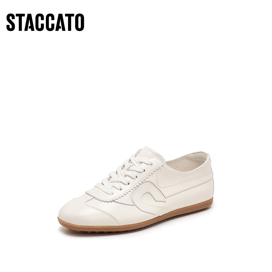 【YOKI专享】思加图2025新款杨幂同款小奶皮德训鞋小白鞋Y1582CM5