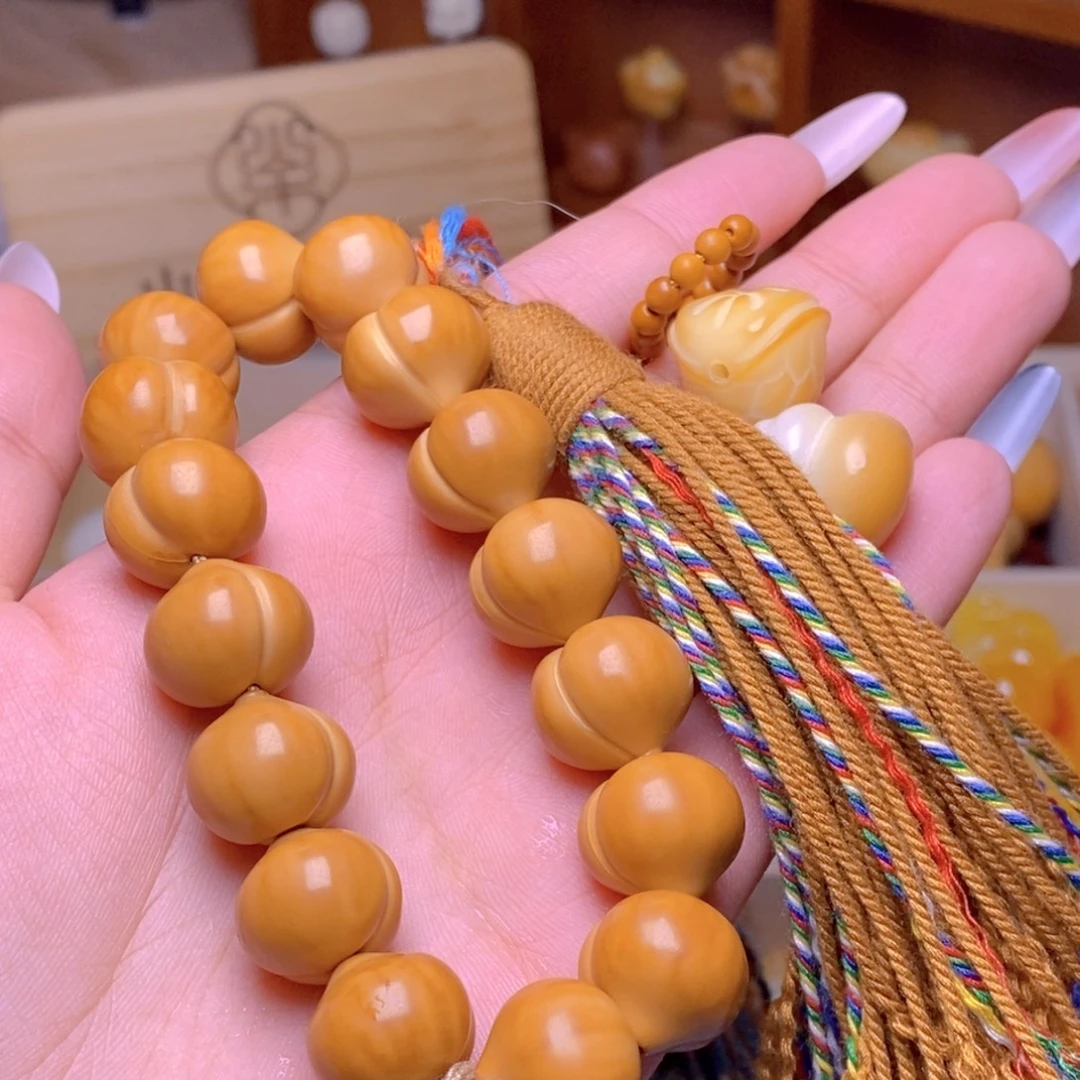 猴头核桃吊坠15柯基手持富甲葫芦橄榄核咖色流苏