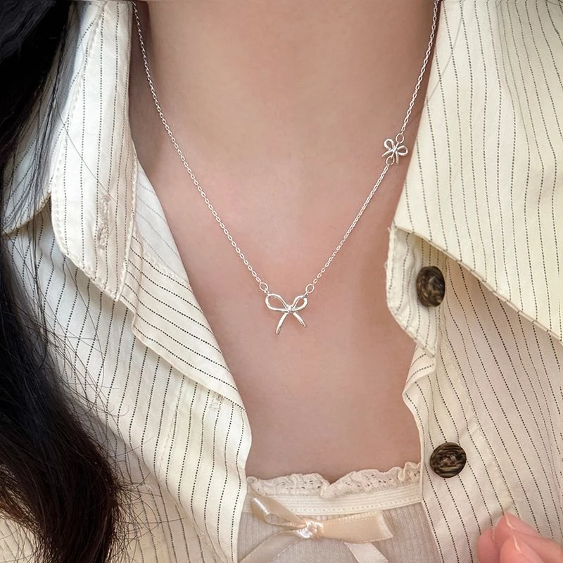 合金项链 简约蝴蝶结项链女2025年新款气质百搭锁骨链小众高级