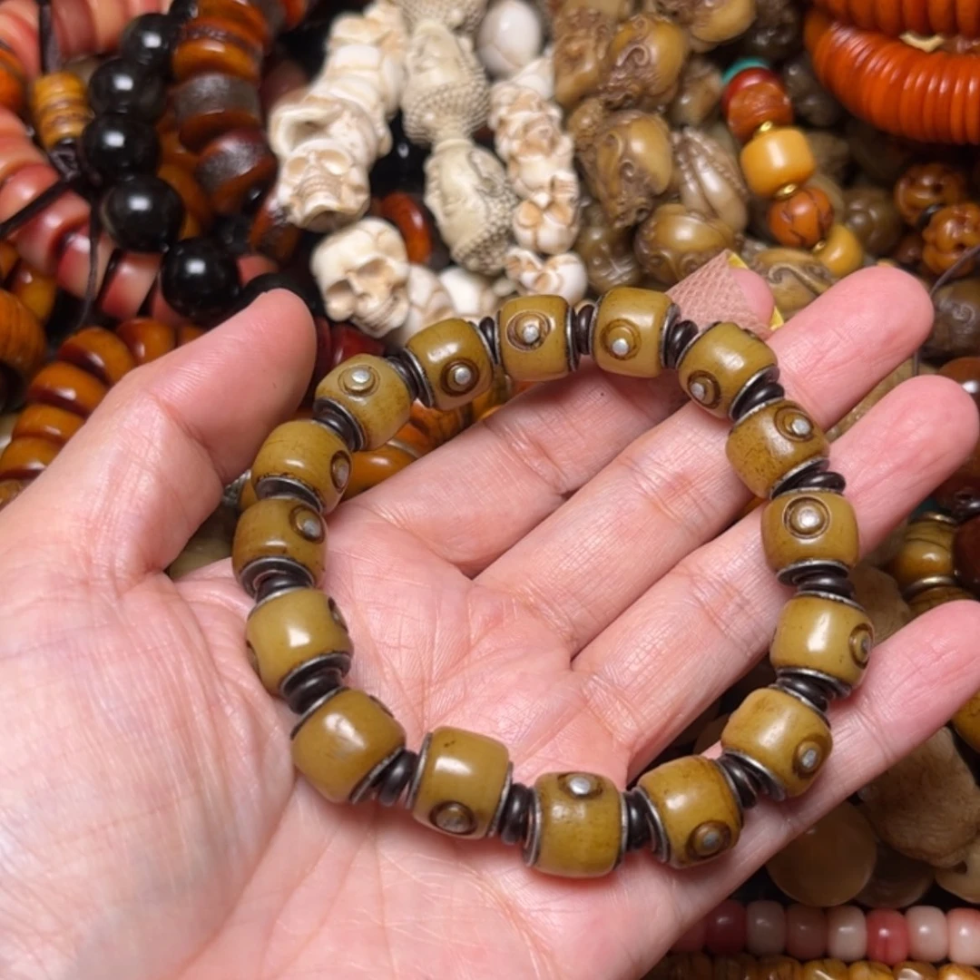 【闪购商品】牛骨手串/手链牛骨镶嵌原色12×16颗