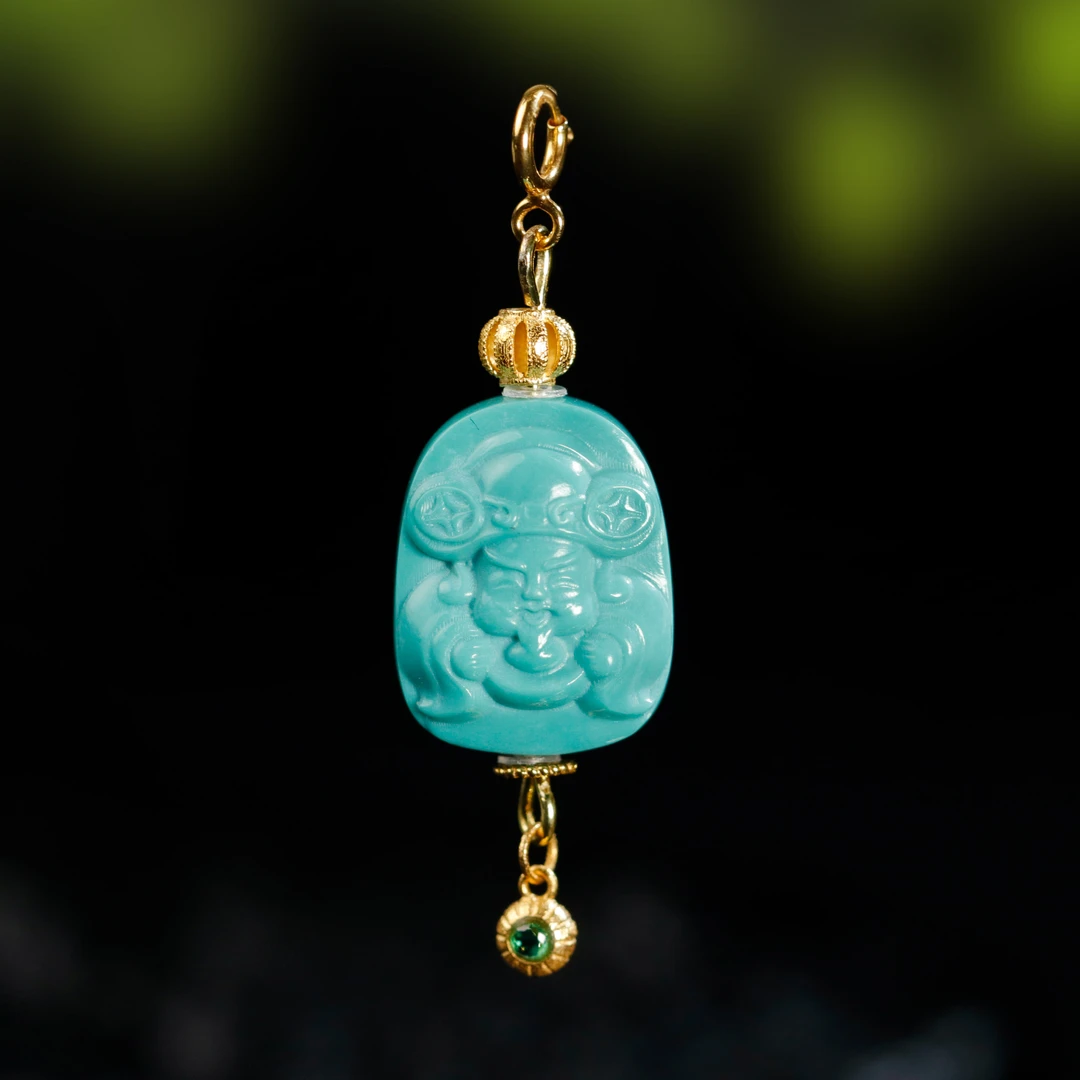 绿松石18K金绿松财财吊坠（多样性发其一）春日上新礼物