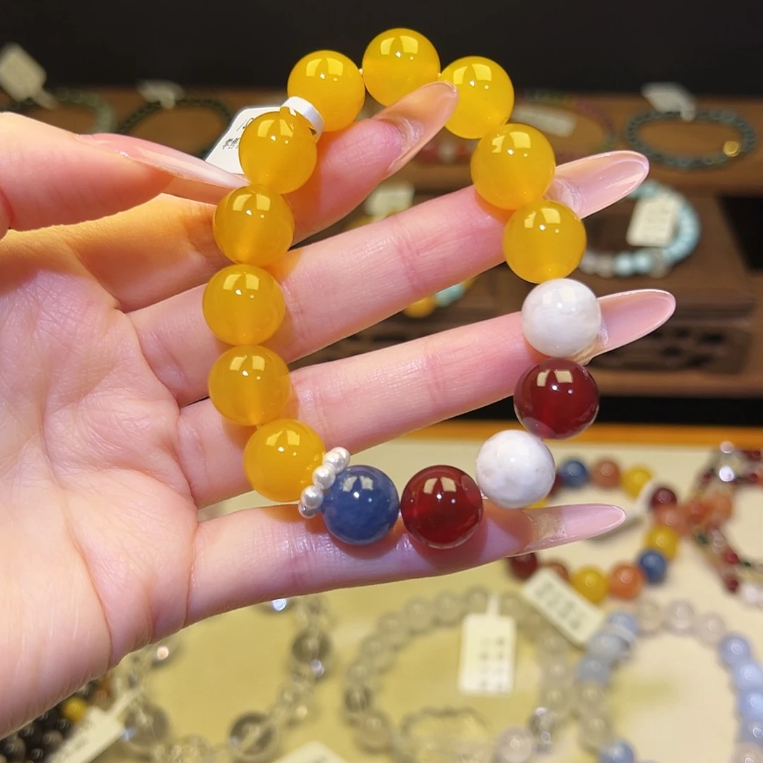 银S925镀金镶嵌水晶手串白雪公主1537