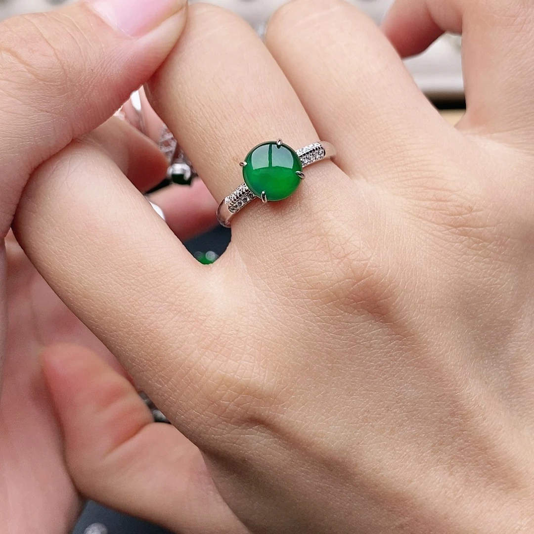 翡翠银S925镶嵌戒指