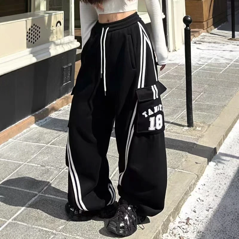 女款断码超厚款XL码 不挑身材 超厚款大直筒加绒卫裤