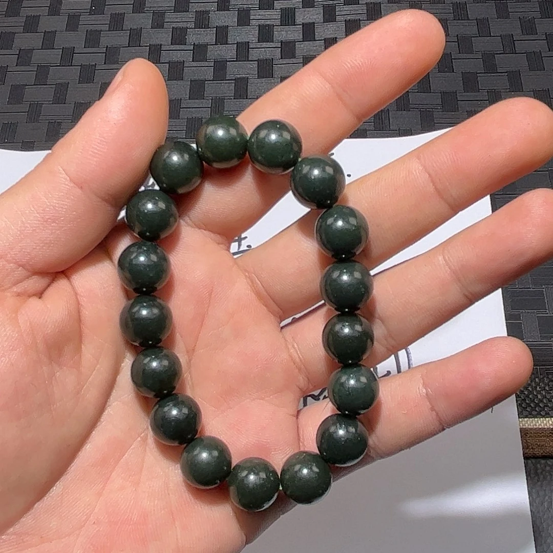 和田玉和田玉格尔木青玉手串卡12纯天然未镶嵌