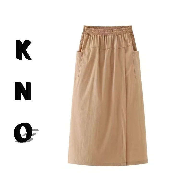 【KNO】早春新款两色双口袋叠片裙裤工装半身裙