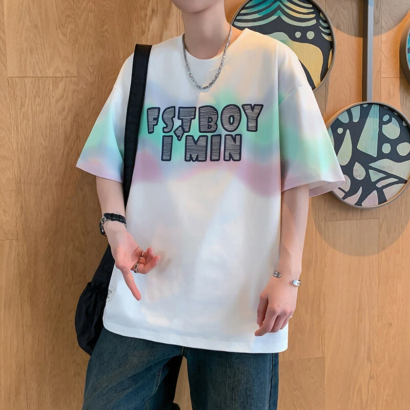 夏季新款上新青少年15-18岁宽松圆领短袖学生百搭帅气时尚休闲男