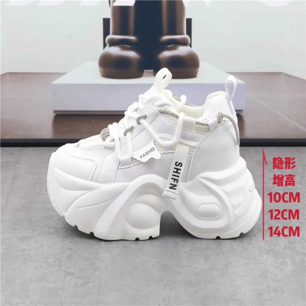 14CM内增高老爹鞋女新款秋季厚底12cm休闲鞋小个子10cm运动小白鞋