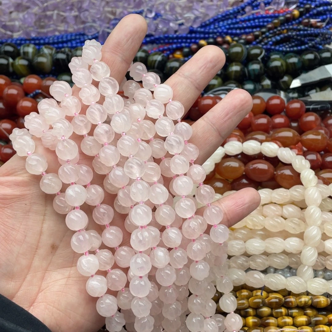 玛瑙/玉髓珠宝半成品未镶嵌一条装9mm+粉水转运珠