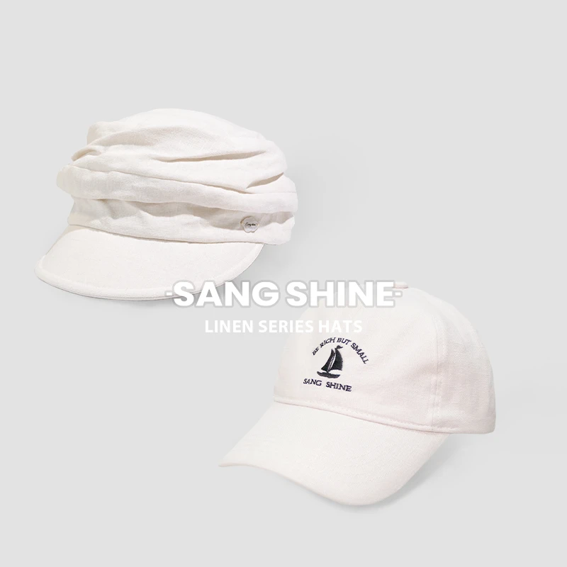 【亚麻系列】云朵贝雷帽100%真丝意大利进口面料老钱风亚麻棒球帽