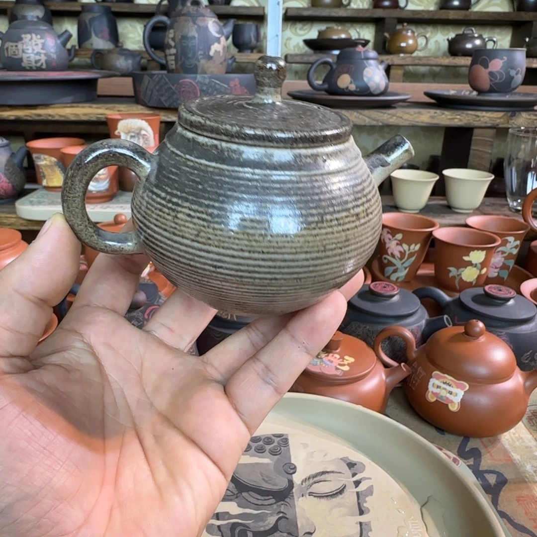 陶瓷建水紫陶柴烧壶