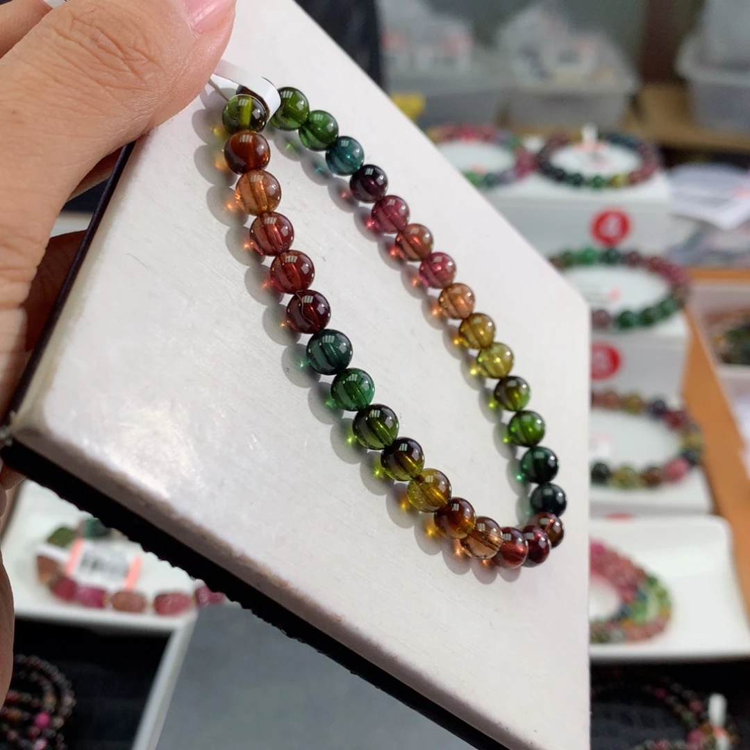 碧玺未镶嵌手链     6mm