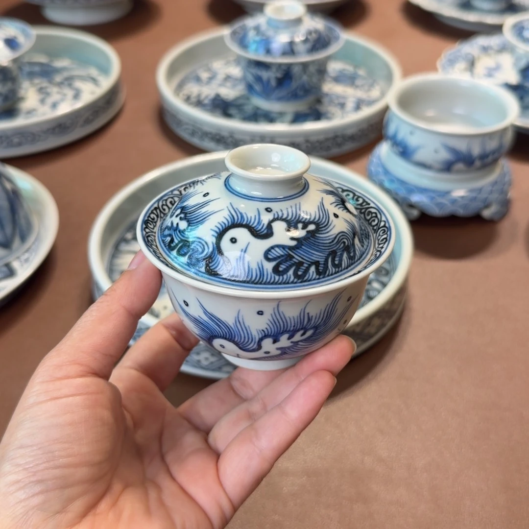 手工手工手绘茶具盖碗
