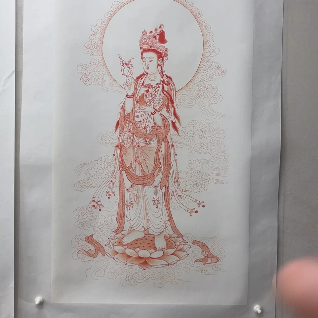 国画古*云朱砂观音菩萨1111