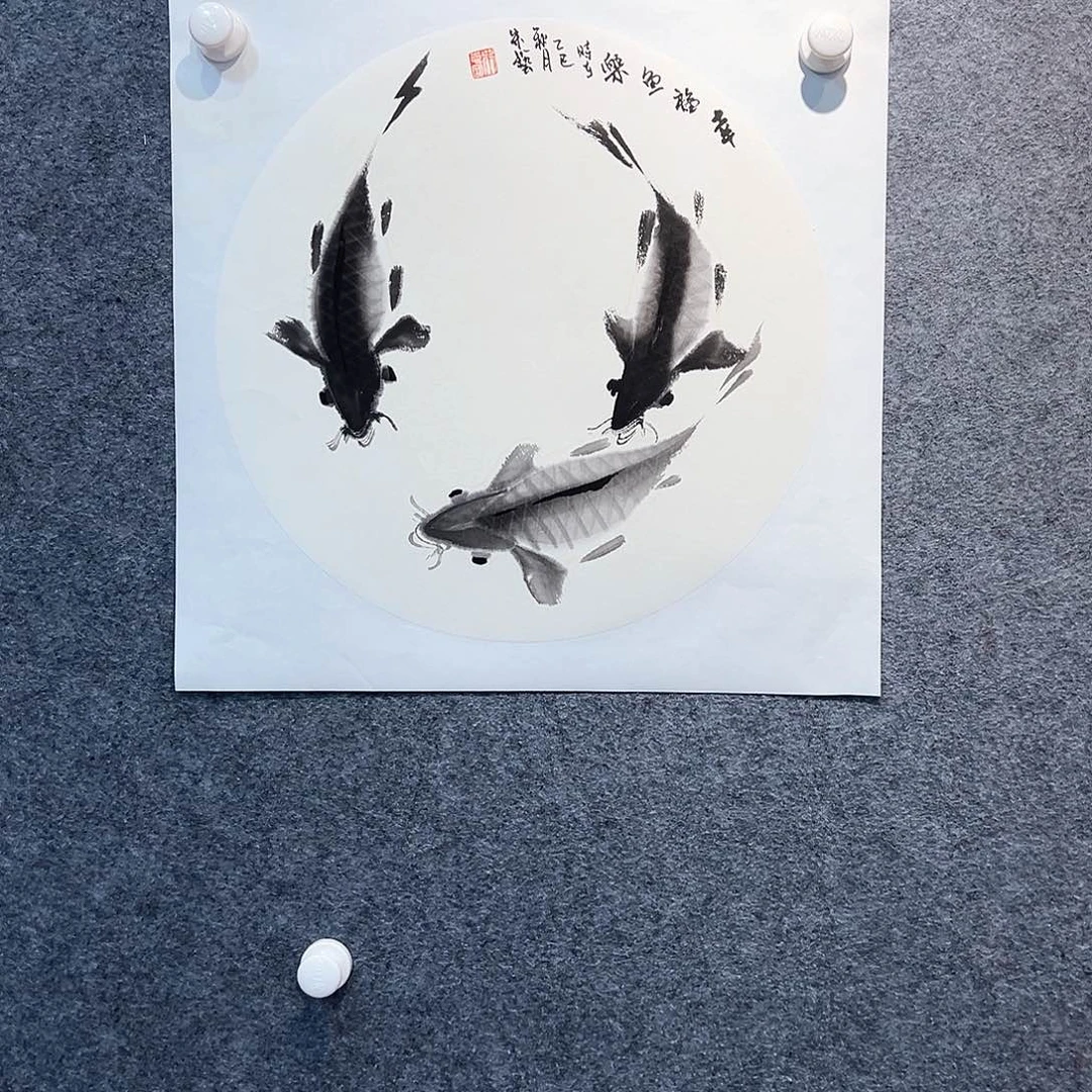 国画知鱼之乐纯手绘