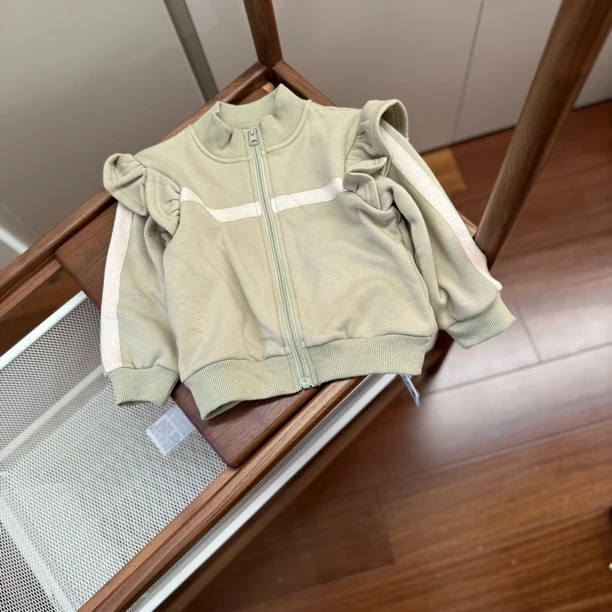 【编号N247】Y2788-05-儿童加绒荷叶边外套灰绿色-SWD