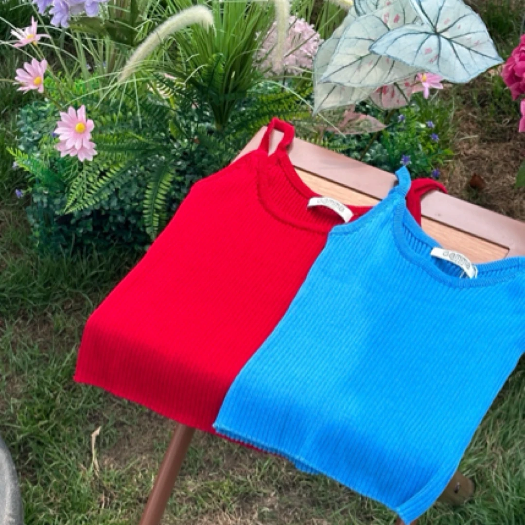 修身型慵懒风吊带背心春秋韩版网红休闲时尚红色蓝色