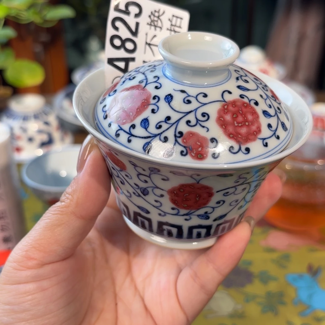 孤品清仓福利青花手绘盖碗