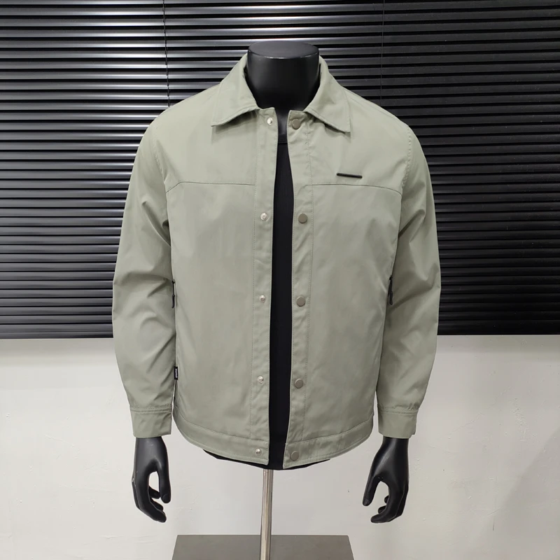 翻领夹克男士2025秋季纯色简约修身上衣潮流帅气百搭休闲商务外套