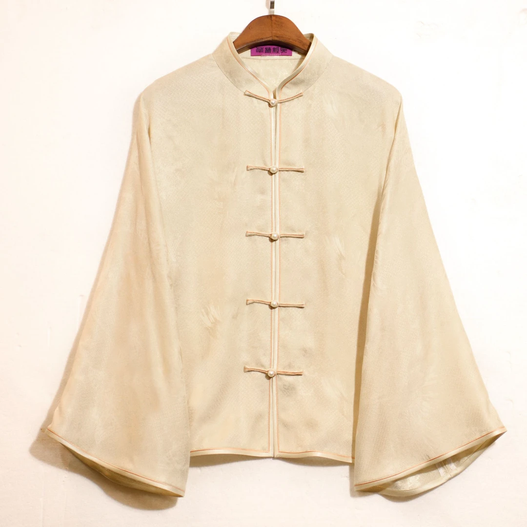 华族经典（舒若霞）春秋薄款对襟短款素色上衣