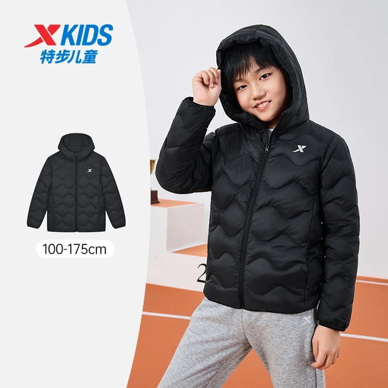【云朵波浪】特步儿童秋季保暖防风中大童羽绒服连帽675326199009