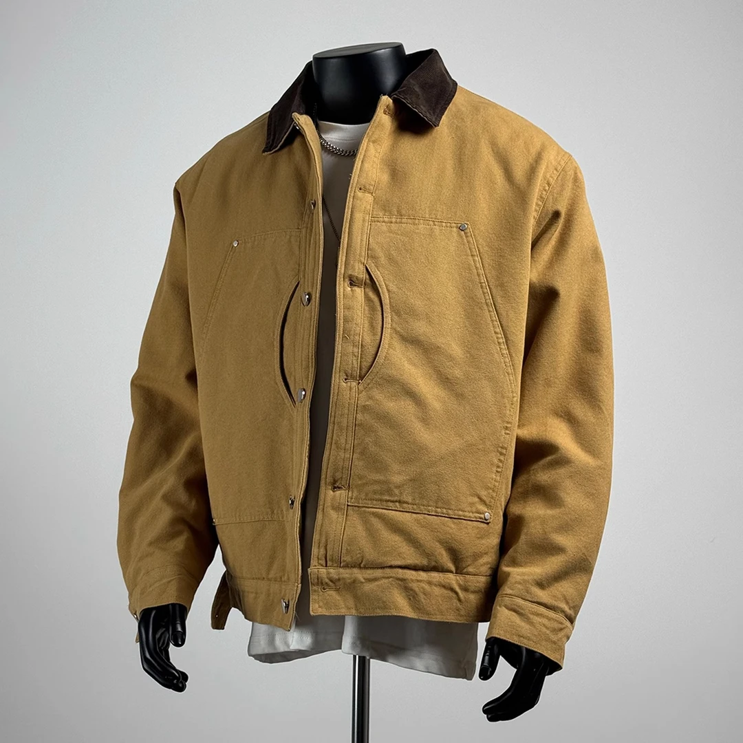 LIGGICC美式水洗底特律工装夹克男春秋潮牌复古撞色宽松外套情侣