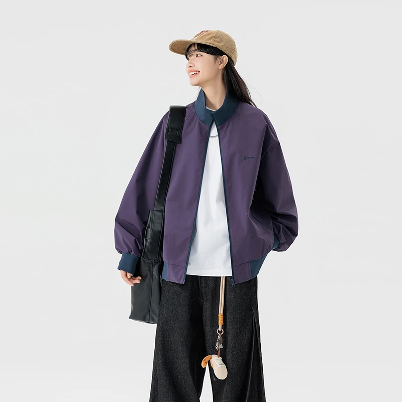 MTVO秋冬休闲时尚运动百搭撞色潮流立领夹克男装美式韩版夹克外套