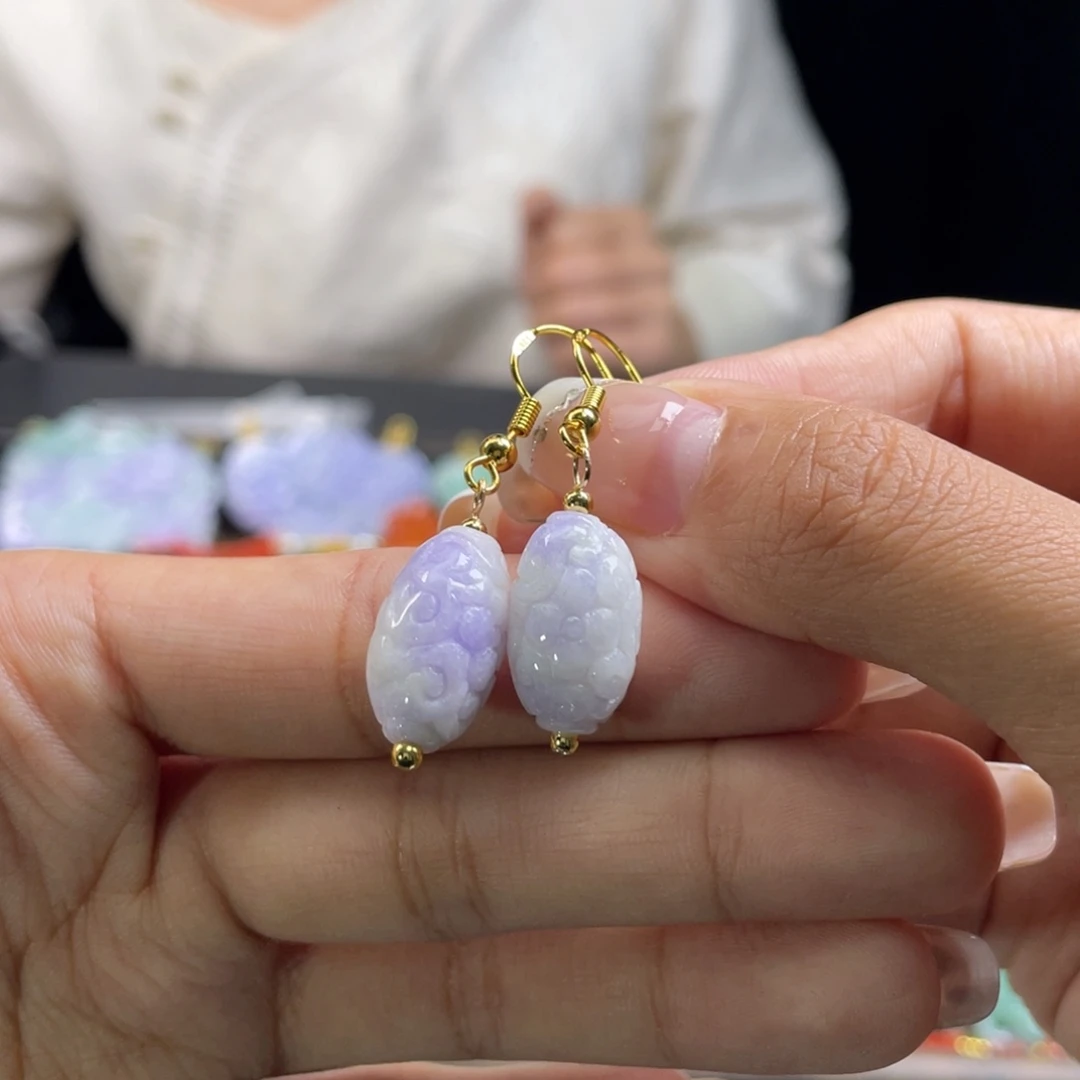 翡翠未镶嵌耳饰代编织