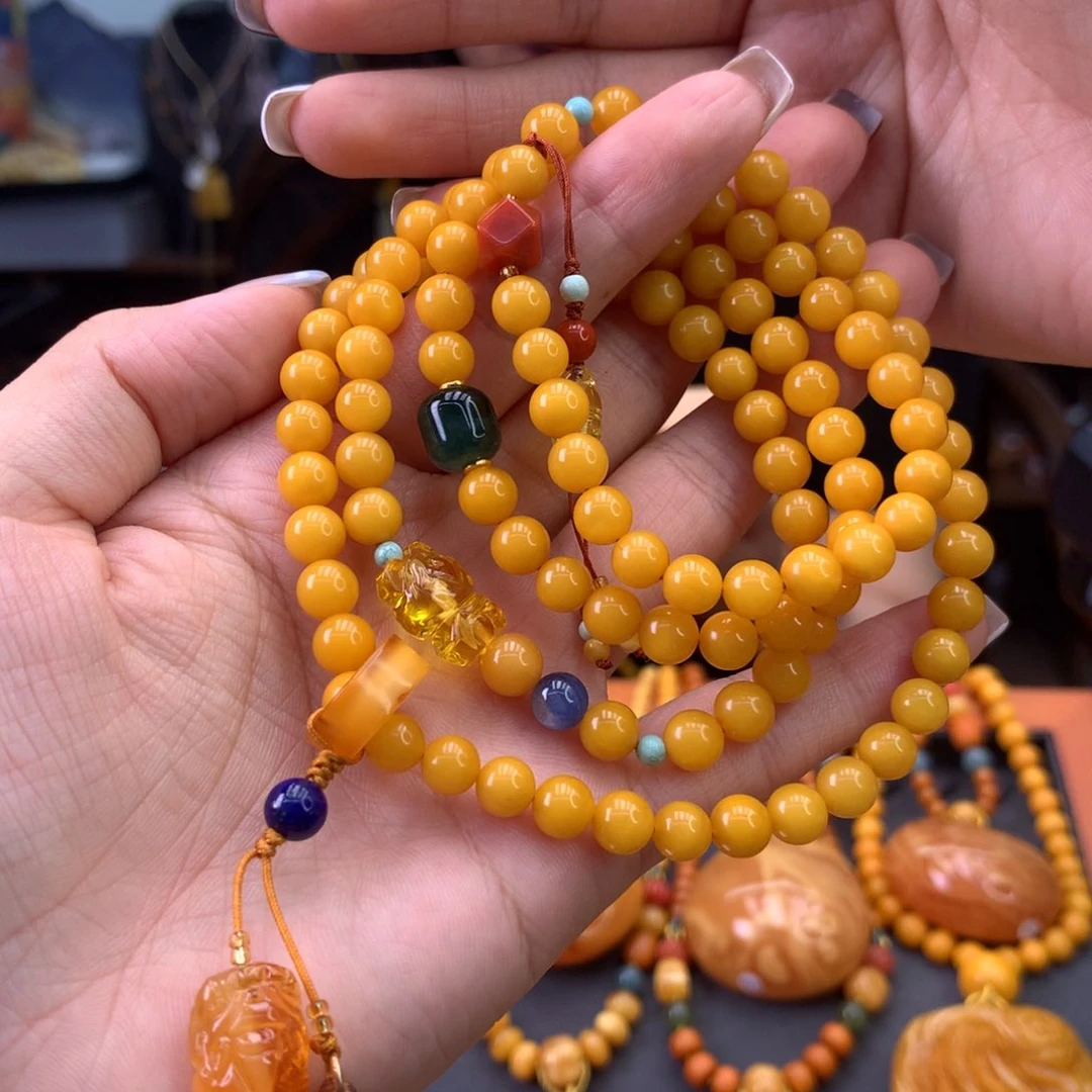 未镶嵌蜜蜡手串多样性发