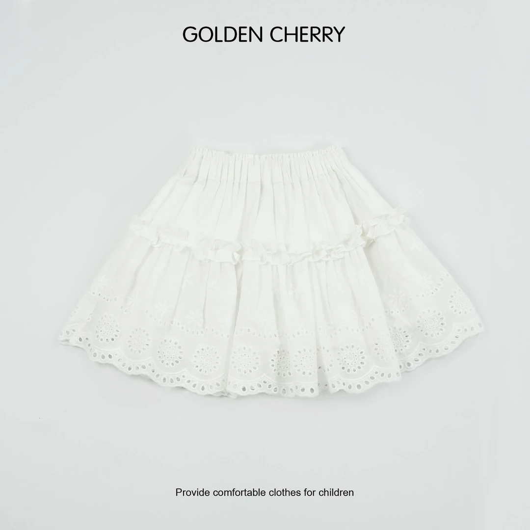 【金樱桃Golden cherry】儿童白色蕾丝裙边洋气半身裙358038