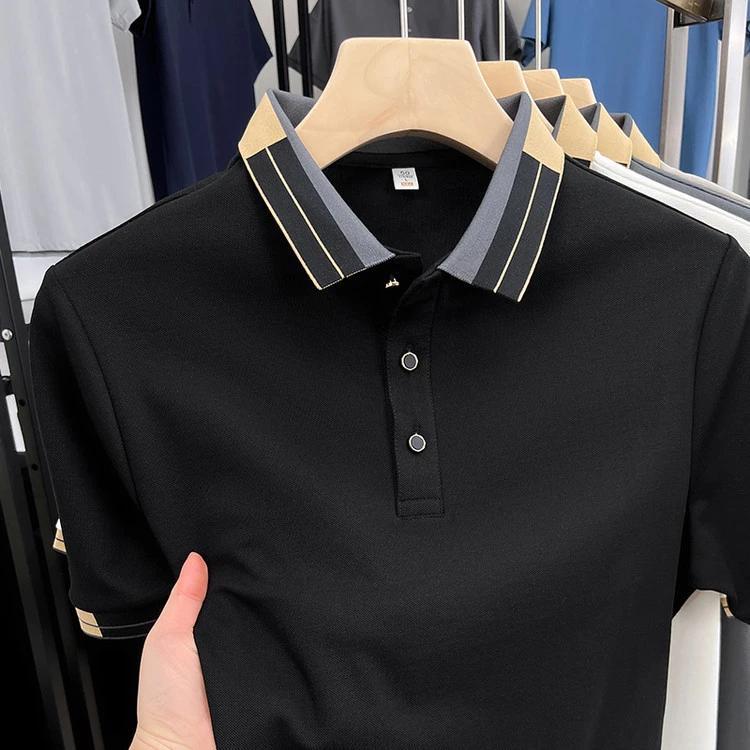 克罗伊保罗夏季男士冰丝Polo衫商务休闲翻领短袖轻薄透气爸爸装