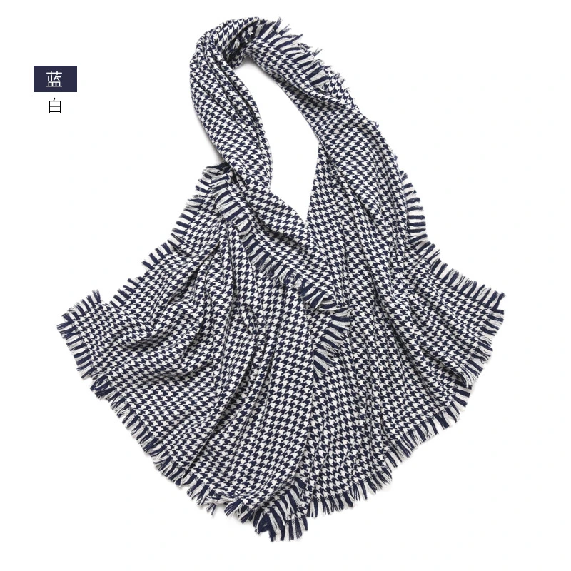 【昭尔·绒语】内蒙古原产高端时尚气质羊毛千鸟格披肩盖毯