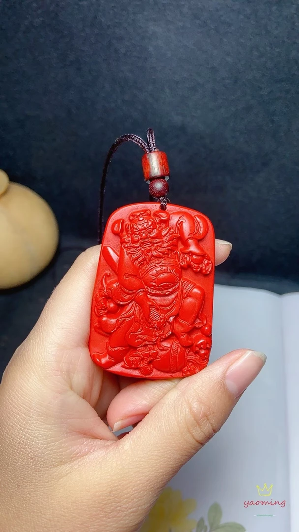 含辰砂工艺品天然朱砂天师钟馗挂牌男女款本命年转运挂件