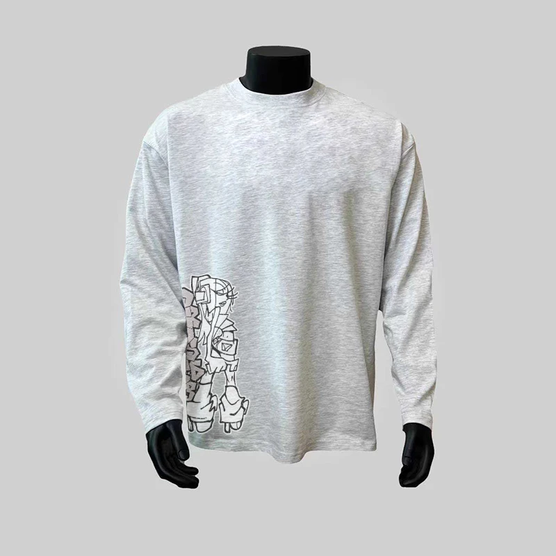 300克重磅！国潮趣味美式高级感休闲小众长袖T恤oversize印花上衣