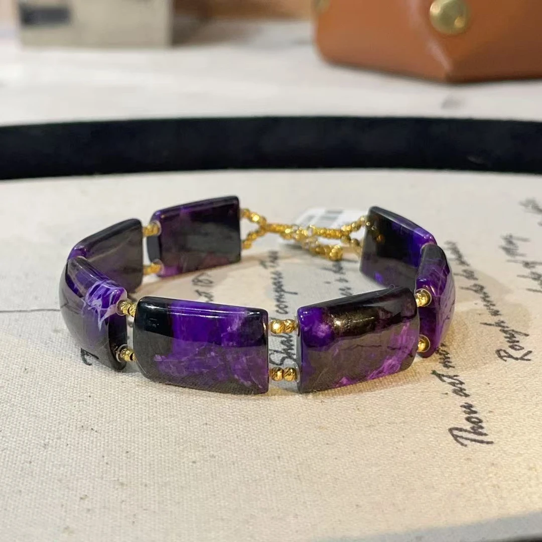 南非舒俱来夹层紫丝绒手牌链16cm/18k(碎月)AZB9854