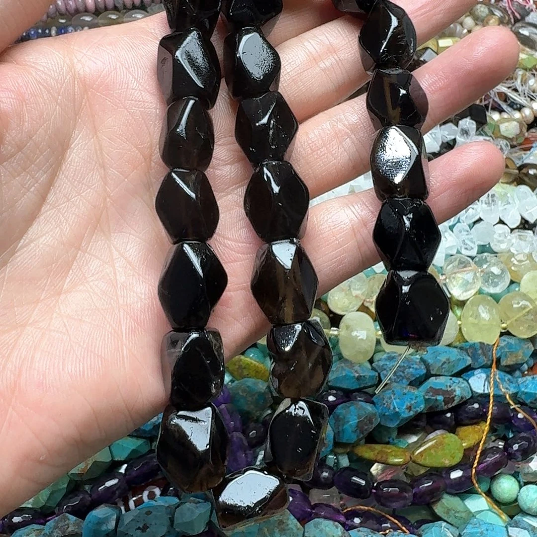 玛瑙/玉髓合金珠宝半成品一条12x16mm有瑕茶晶桶珠茶晶
