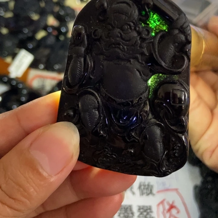 翡翠未镶嵌颈饰墨翠钟馗