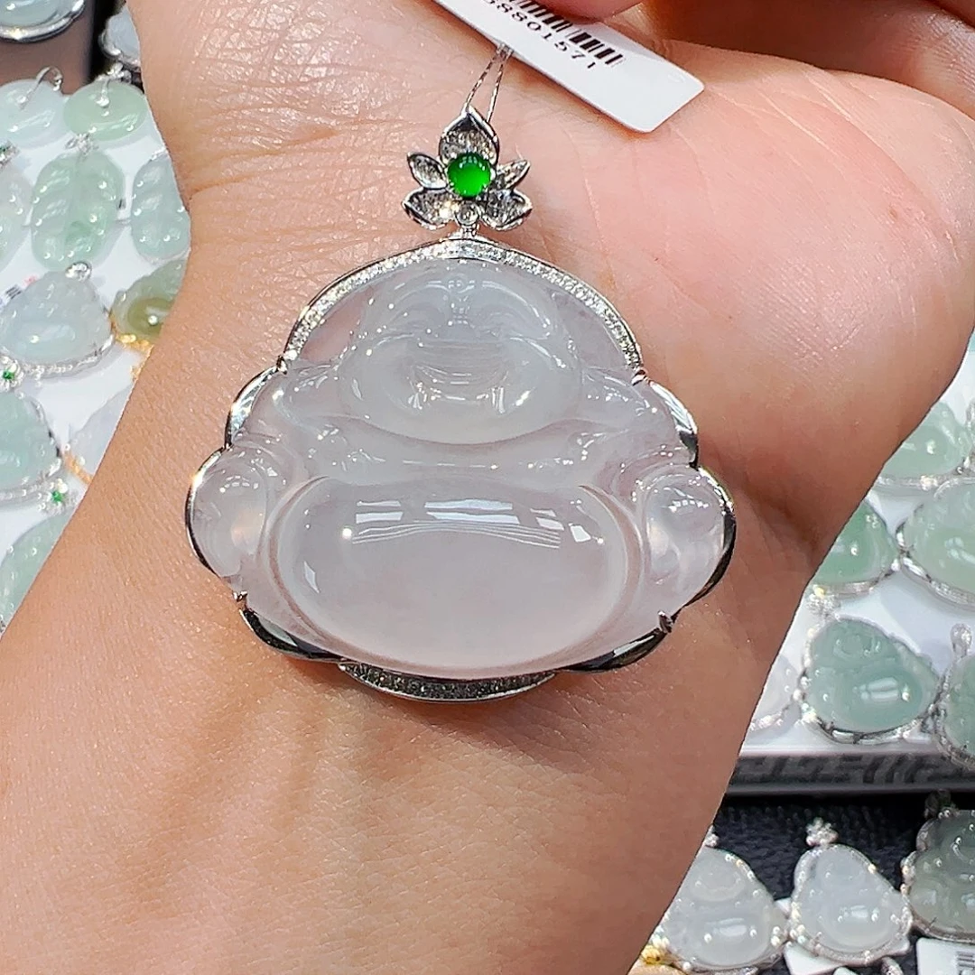 吊坠(不含链)18K金镶嵌翡翠佛公