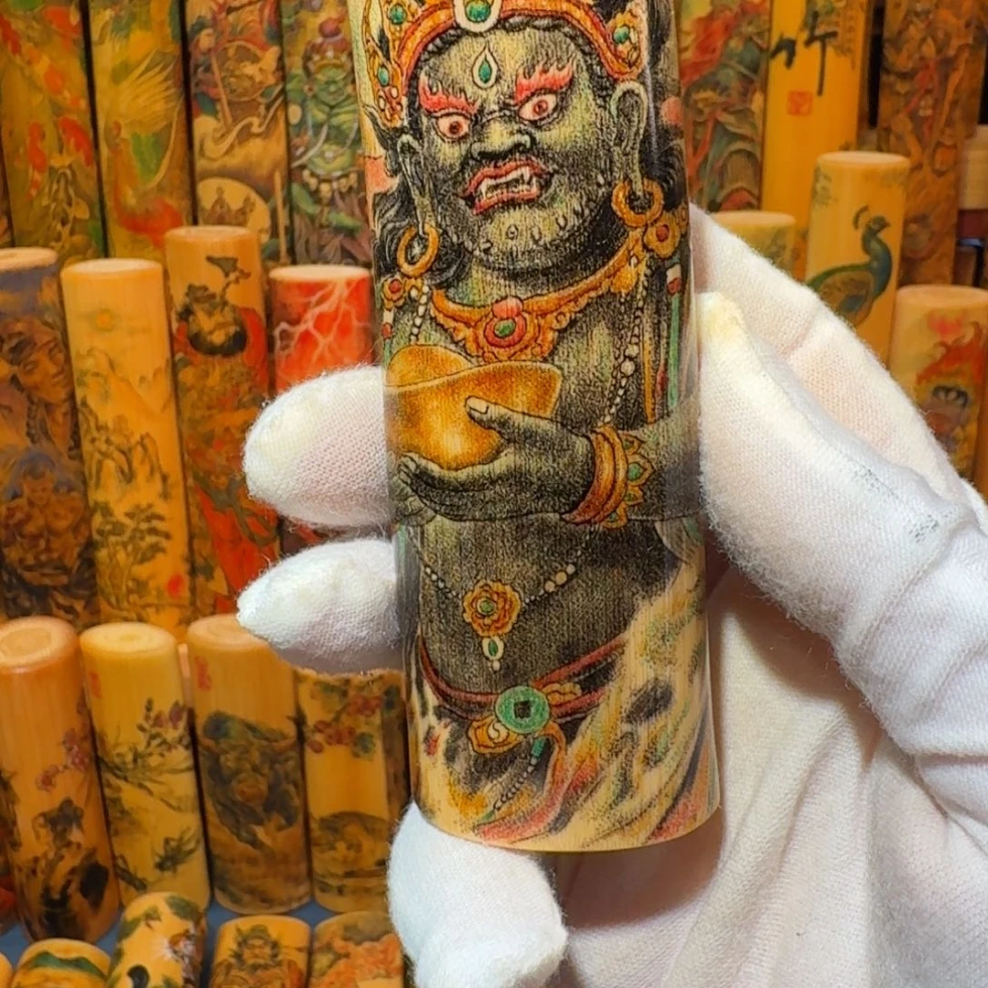 雲***處香榧木黑财神针刺作品