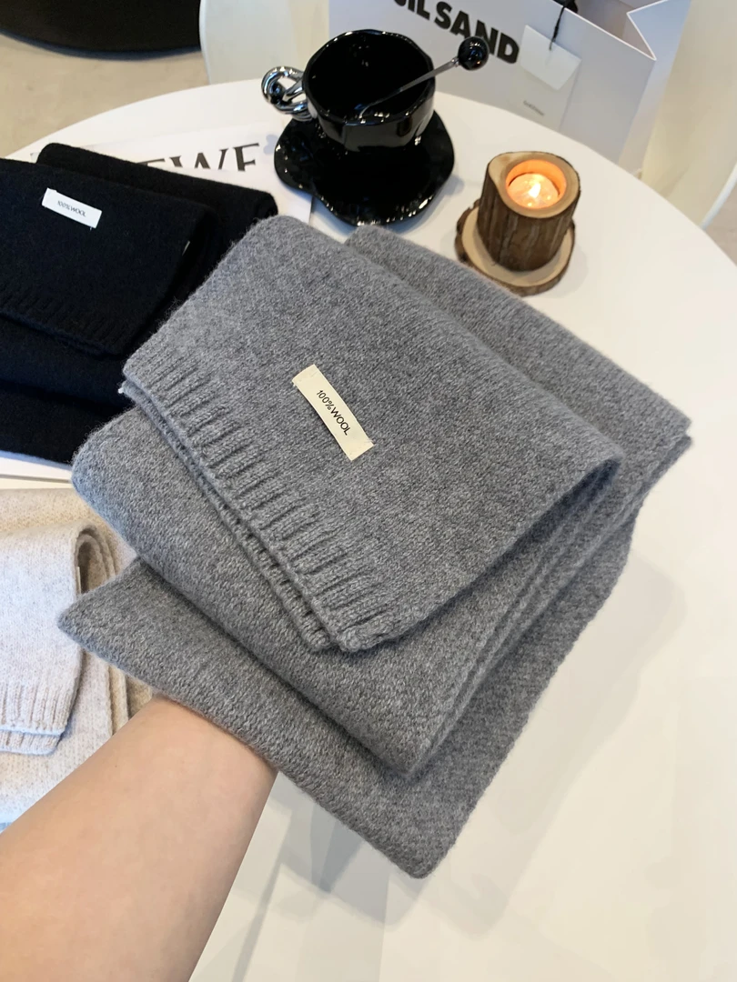 精选澳洲纯羊毛100%羊绒围巾新款百搭男女生情侣冬季保暖针织围脖