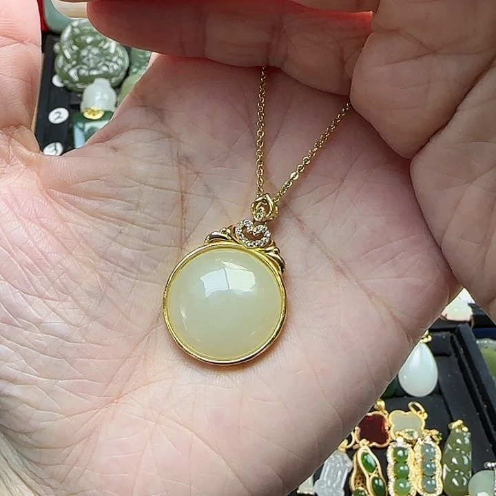 吊坠(赠链)银S925镶嵌和田玉