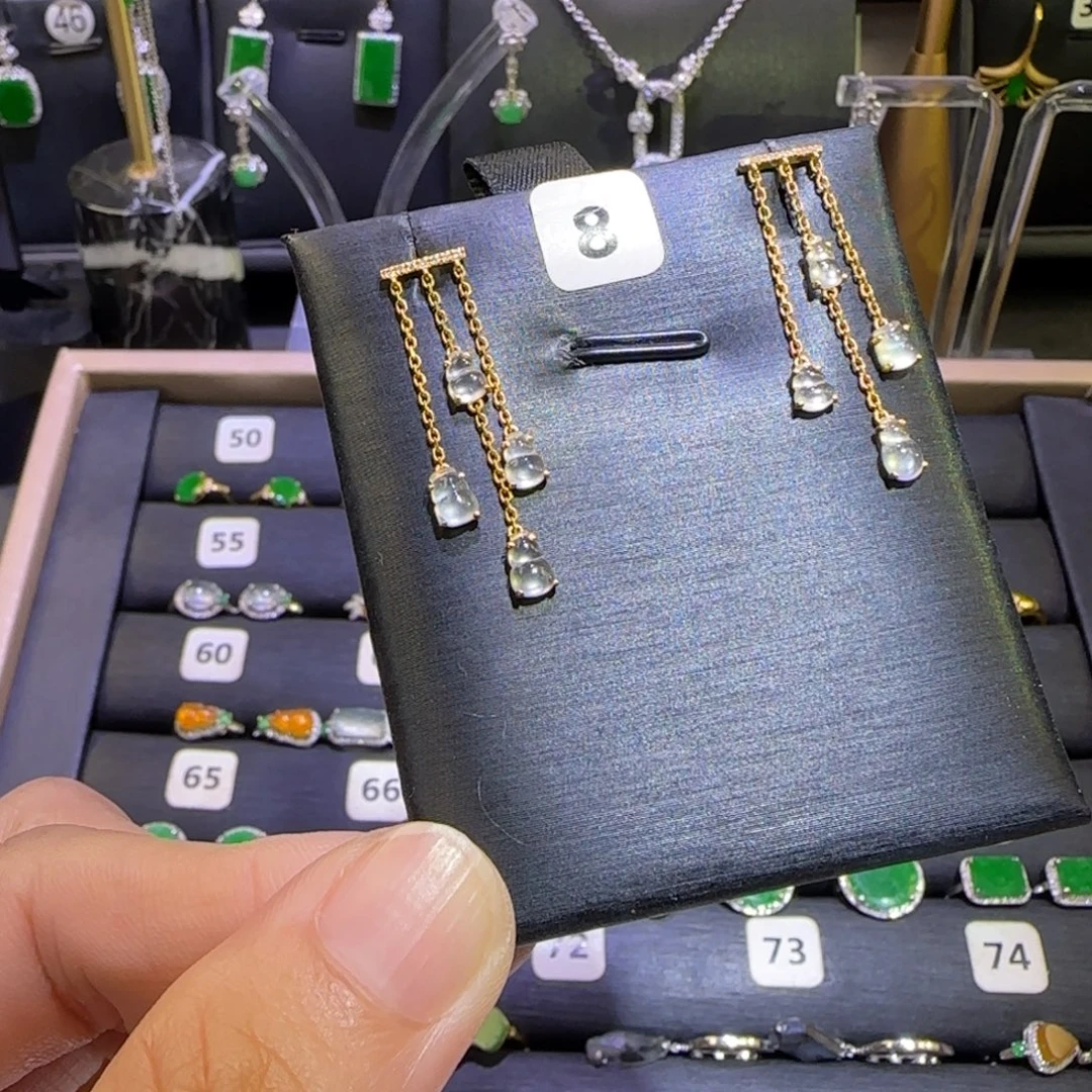 翡翠18K金镶嵌颈饰耳环