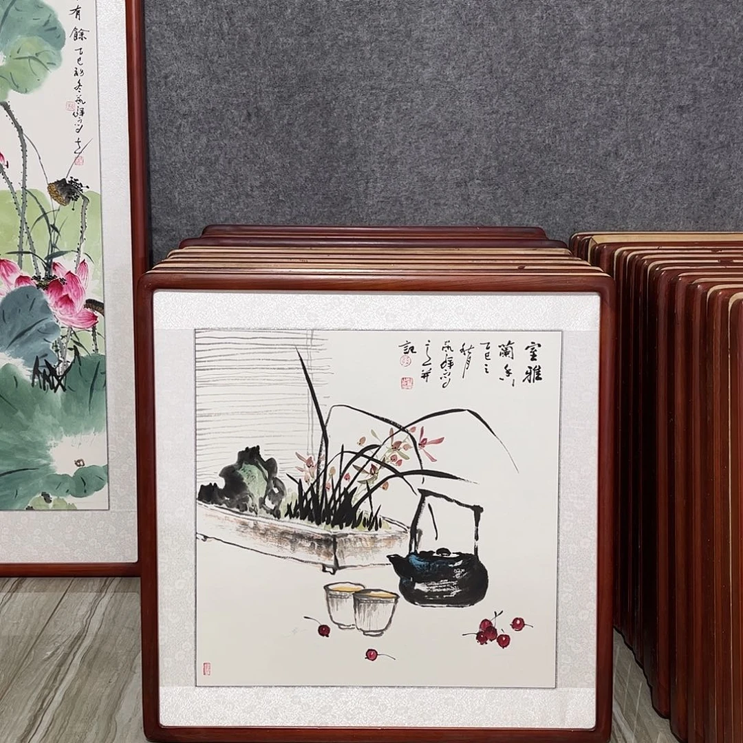 国画书画作品带框63×63