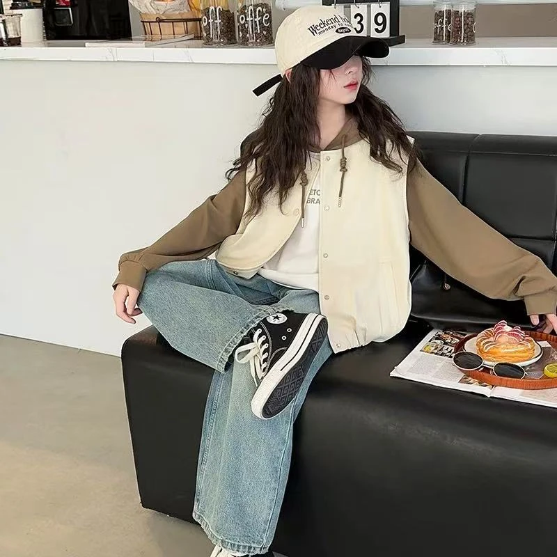 502066 春季新款韩版男女童时尚休闲洋气百搭马甲卫衣两件套