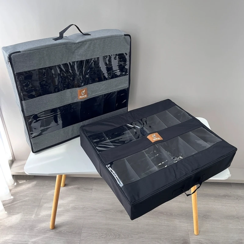 出老美！10层隔板！透明可折叠布艺鞋子衣物收纳盒大号床底收纳箱