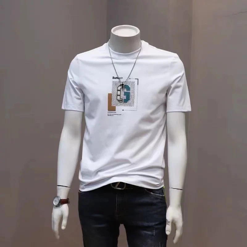 18803夏季短袖高品质打底衫时尚精梳棉修身T恤印花青年