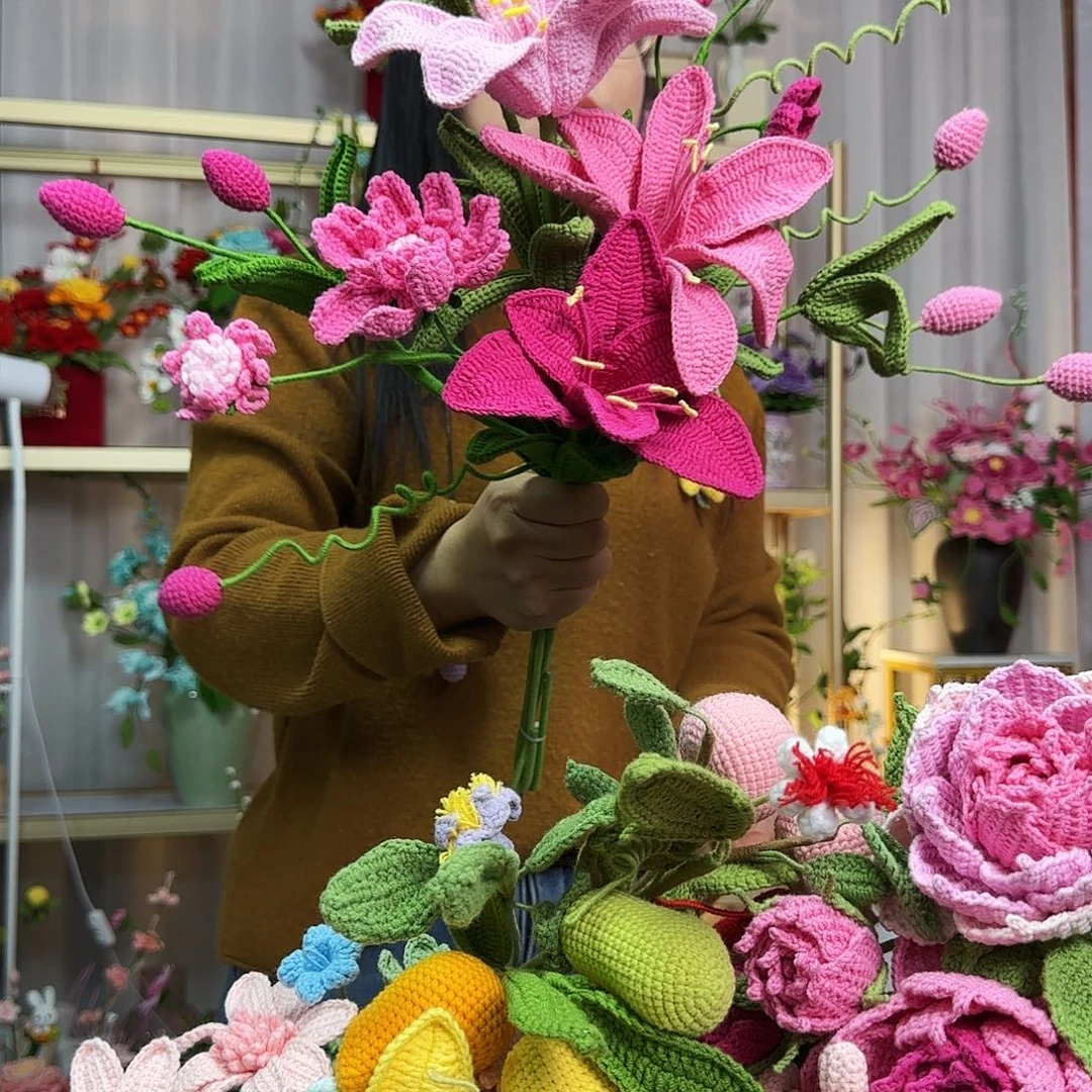 纯手工钩织钩织花束